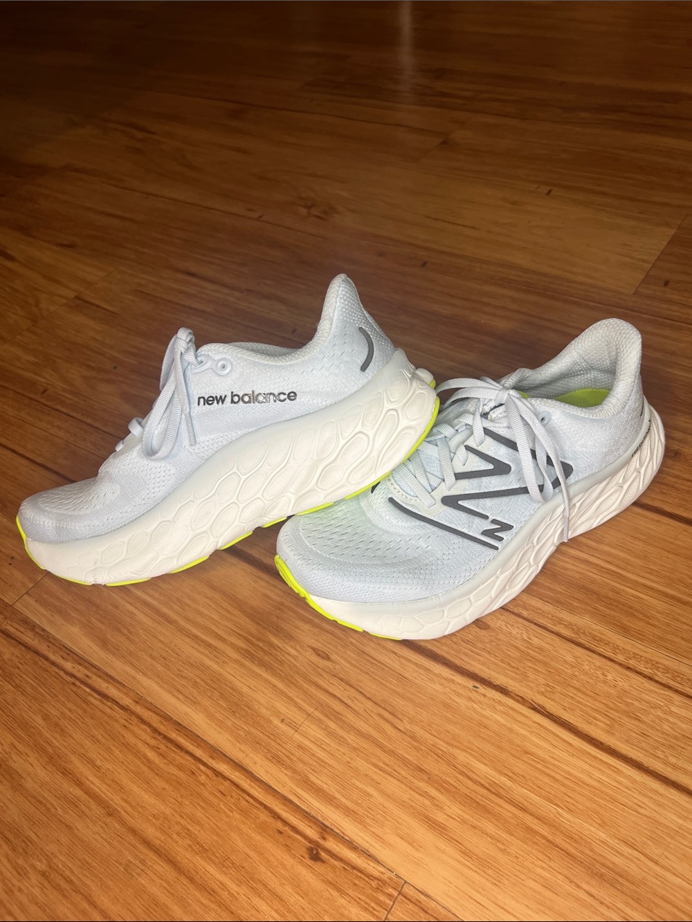 New Balance White and Lime Fresh Foam Running Shoes